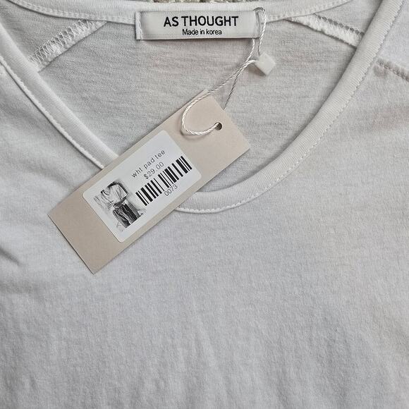 As Thought Loose-fitted White Padded Shoulder Tee Sz S/M - Picture 4 of 5